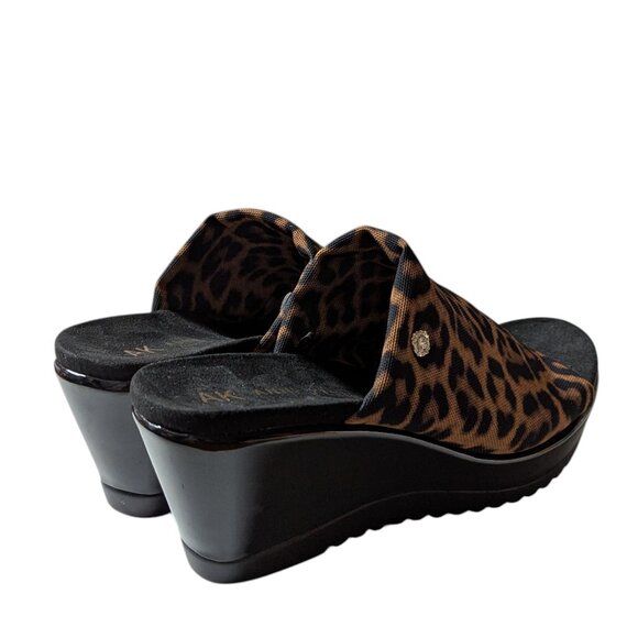 Anne Klein Rellin Brown/Black Leopard Print Mesh Wedge Heel Sandal Size 8 NWOB - Picture 5 of 9
